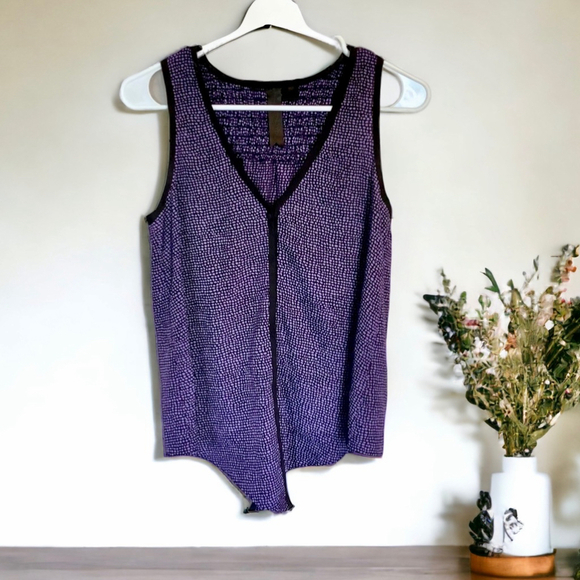 PETTICOAT ALLEY Purple Black Front Tie Sleeveless Lightweight Tank Size Small - Picture 1 of 7